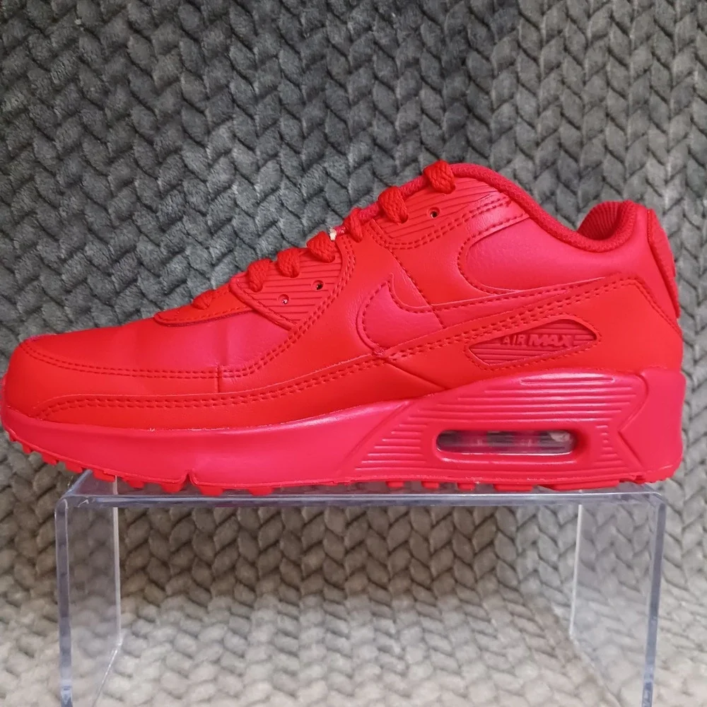 Nike Air Max 90 Leather GS University Red Sneakers Shoes Size 6Y Women's 7.5